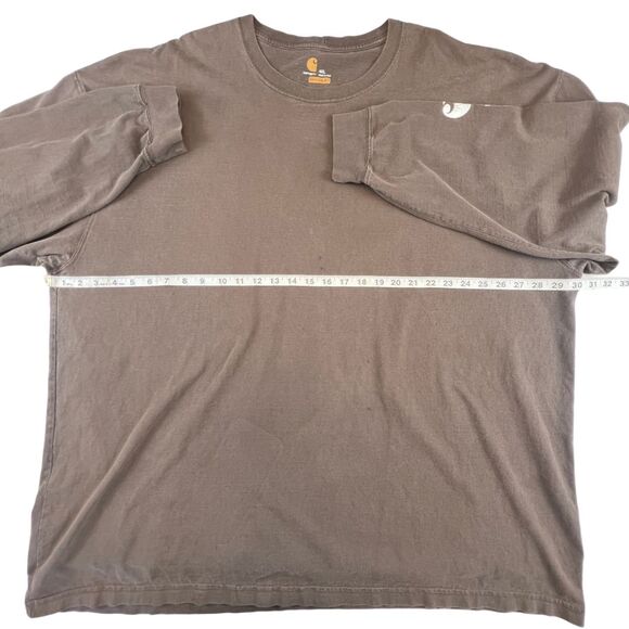 Carhartt Shirt 4X Washed Brown Workwear Streetwear Rugged Urban Long Sleeve Tee - Picture 3 of 15